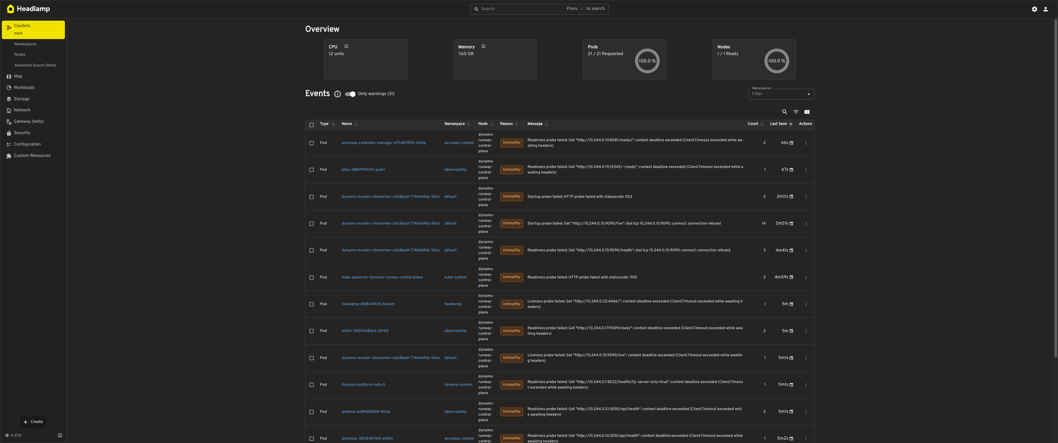 Headlamp Kubernetes interface